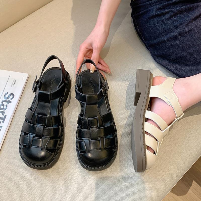 Casual fashion woven hollow platform Roman sandals 2025 summer new women's shoes Baotou beach sandals