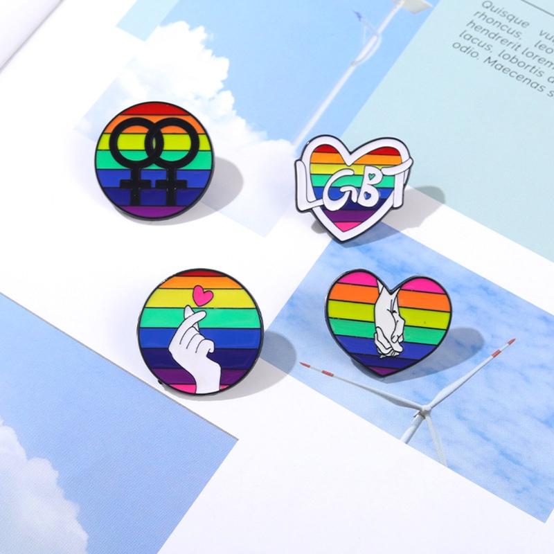 Hands In Hands Emblem Brooch Rainbow Brooch Pins Love Series Broom for Creative Party Accessories Clothes Bag Backpacks