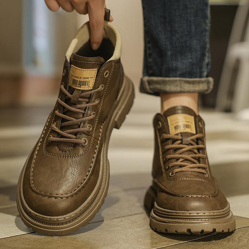 Buty Martin męskie skórzane wiosenne nowe chińskie pomoc brytyjskie casualowe skórzane buty podwyższające outdoorowe retro wodoodporne buty robocze