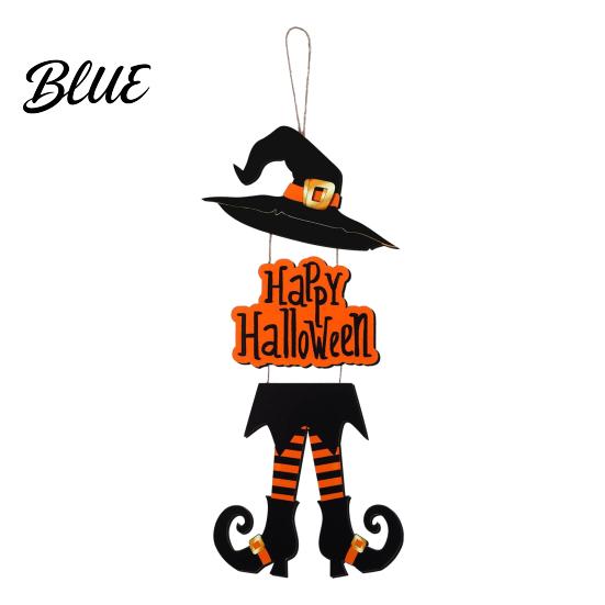 Halloween Door Sign Happy Welcome Witch Legs Hat Hanging Wooden Wall Decor Easy Hang Rustic Front Hanger for Porch Indoor Outdoor