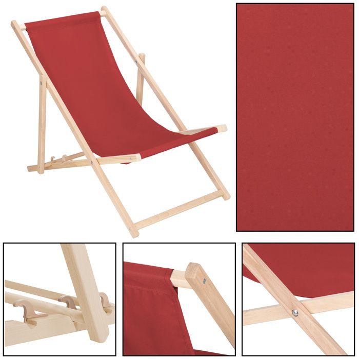 Springos® Transat pliable en bois – idéal pour le jardin, la plage ou le balcon