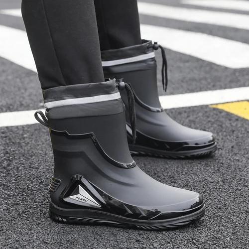 Autumn And Winter Non-slip Rain Boots For Men Warm Rain Boots, Velvet Waterproof Shoes, Kitchen Plastic Work Shoes Fishing Shoes