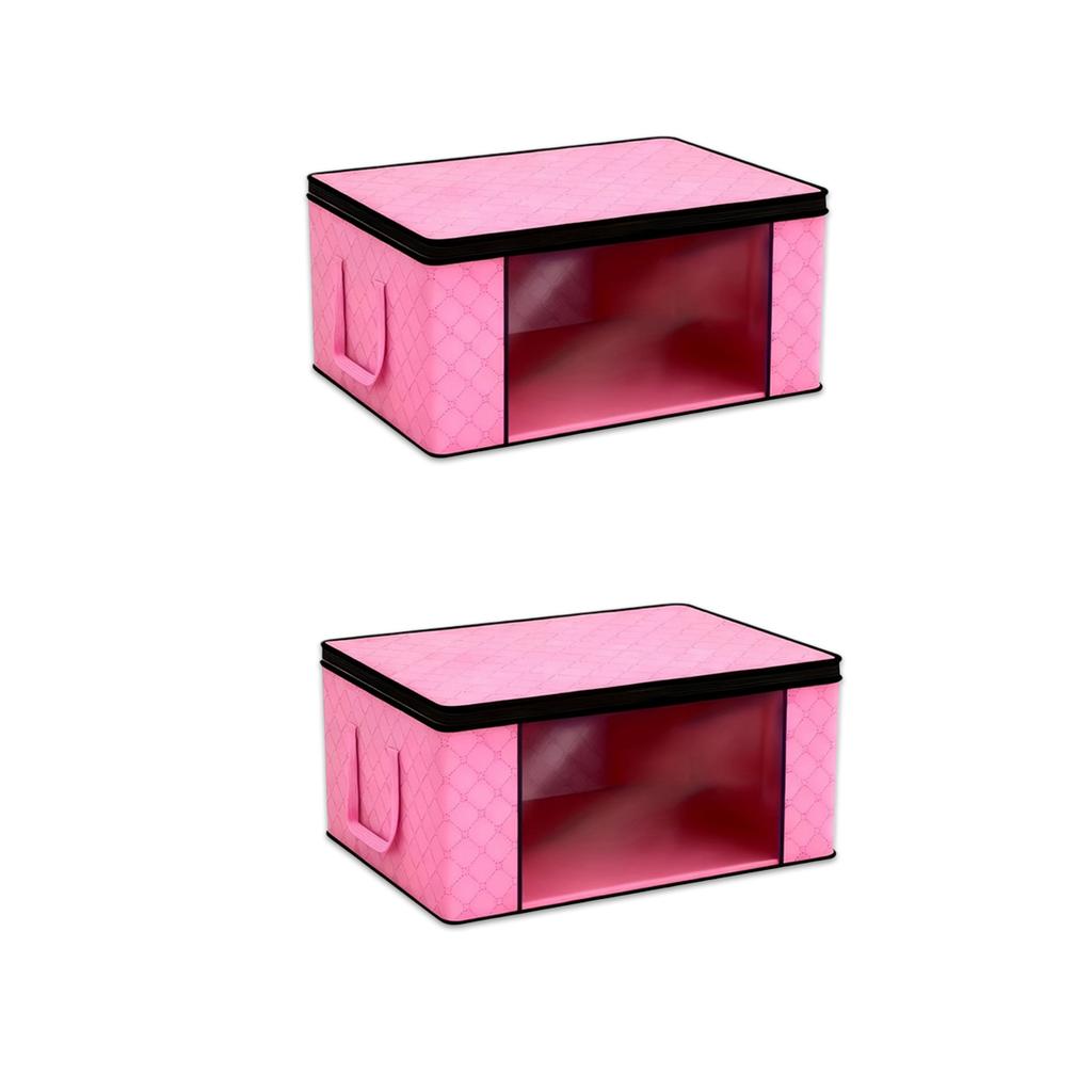 Foldable Storage Box with Zipper and Lid, Reinforced Handle, Foldable Clothing Organizer Bag, Suitable for Clothes and Blankets
