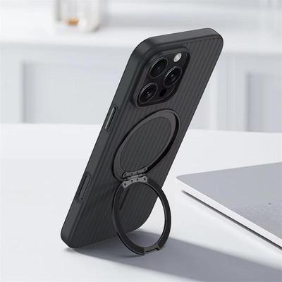 For IPhone 16 Corrugated Magnetic Bracket Phone Case UV Excimer for Apple 15 Promax High-end Skin Feel Case