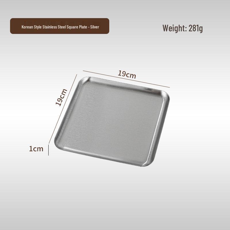 Korean Style 304 Stainless Steel Gold Rectangular Cafe Tray Dessert Plate