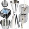 Measuring Cup Jigger Cup 3060ml with Measurement Markings, Cocktail and Whiskey Measuring Cup, Includes 2 Ice Cubes and 1 Fork, Bar Tool Set,