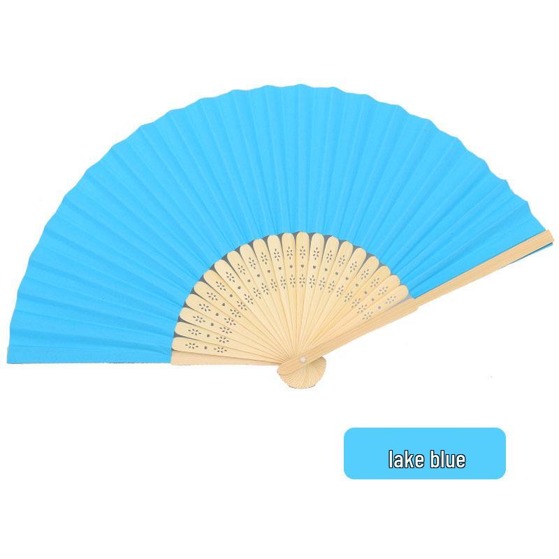 Solid Color Bamboo Folding Fan for DIY Crafts - Children's Kindergarten Material, Customizable with Logo or Text