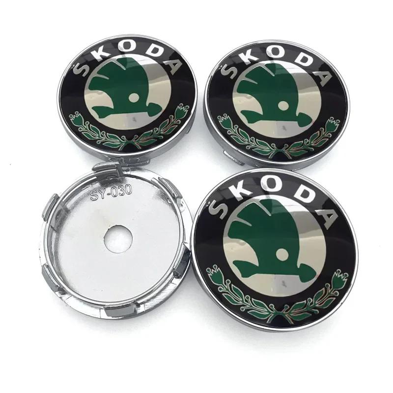 4pcs 60mm Car Wheel Center Hub Cap Rim Cover Emblem Stickers For Skoda Octavia 1 2 3 A4 A5 A7 A8 MK1 MK2 Kodiaq Superb 3 Karoq