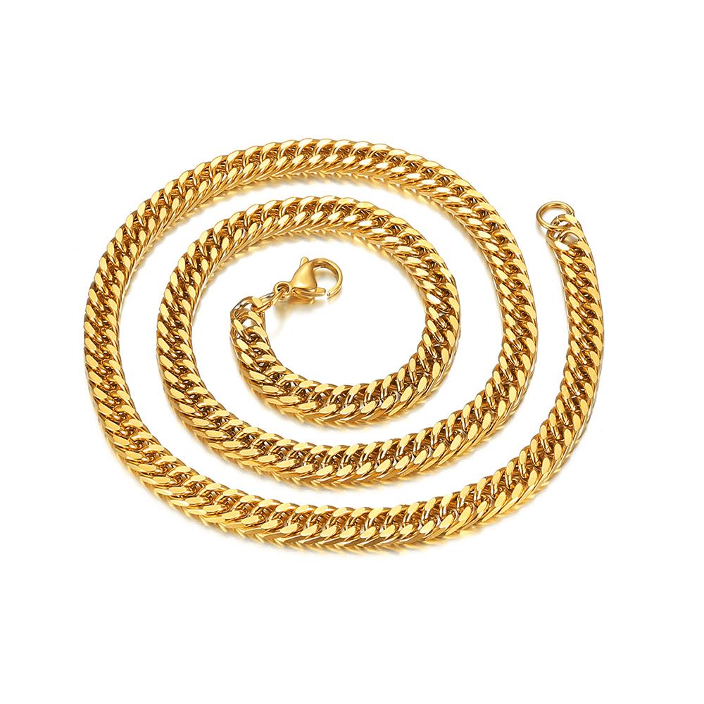 Vintage Curb Cuban Link Chain Necklaces Male Gold Color Stainless Steel Long Choker Chain For Men Women Hip Hop Jewelry Gift