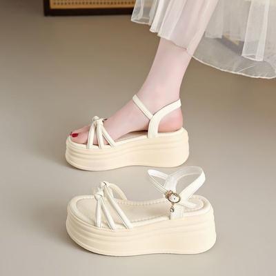 Rome Heightening Sandals Women's Summer 2025 New Platform Matching Skirt Fashion Temperament Small Muffin Shoes