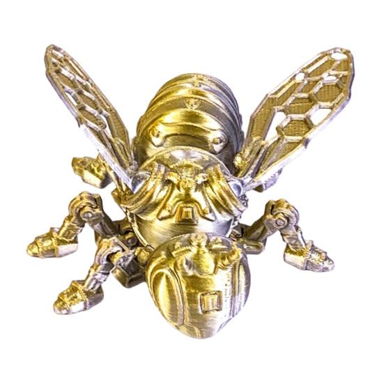 Articulated Futuristic Insect Figure 3D Printed Bee Fidget Toy, Flexible Joint Figurine with Keychain, Creative Desktop Gift for Men Mechanical
