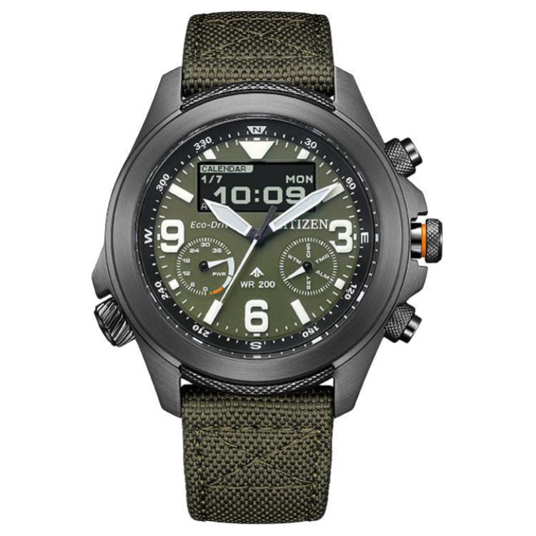 

CITIZEN PROMASTER 200m Waterproof Light Powered Quartz Movement Nylon Strap Watch Men s Watches JV1005-02W Green Dial