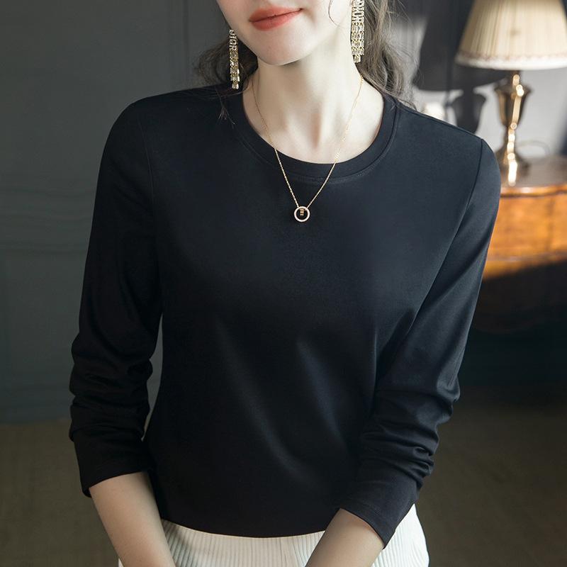 

Женская хлопковая футболка, новая летняя простая свободная недеформирующаяся двухсторонняя мерсеризованная хлопковая футболка с круглым вырезом и длинным рукавом XXXXL