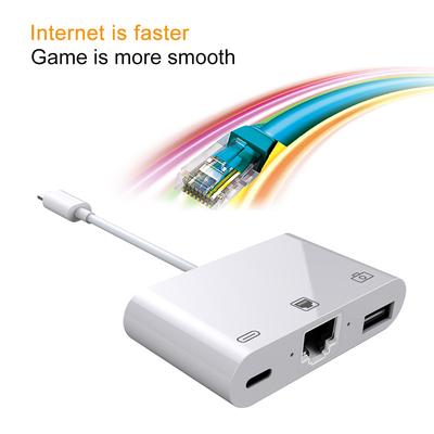 Szybki adapter do przewodowej sieci LAN RJ45 Ethernet dla iPhone'a/iPada z ładowaniem i USB 3