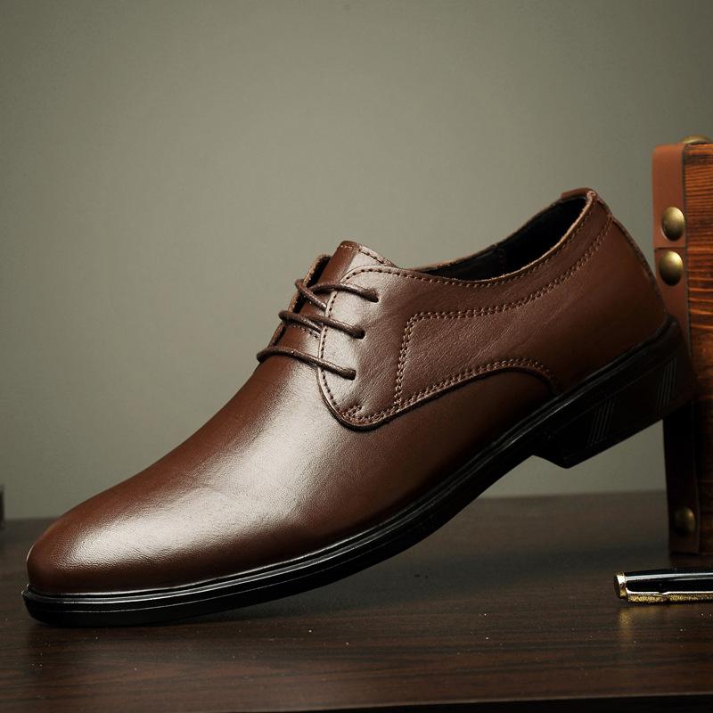 2025 new men's leather shoes, British four seasons business dress leather shoes, black first-layer cowhide men's leather shoes