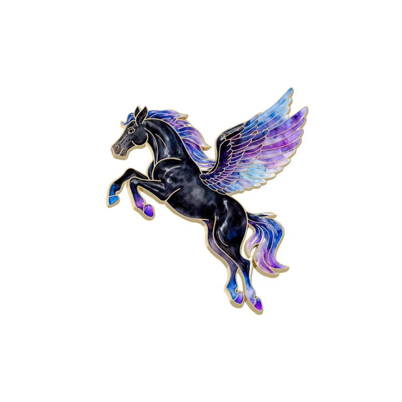 

1/4Pcs Fashion Flying Horse Brooches For Women Men Cute Animal Pony Badge Pins Clothing Bag Accessories New Year Gift A2