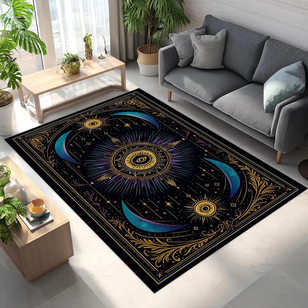 Celestial Sun and Moon Area Rugs Anti-Slip Rug Machine Washable Carpets for Home Living Room Bedroom Bathroom Decor Floor Mat