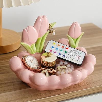 Storage Box Tulip Entrance Key Desktop Tray  Jewelry  Cosmetics Miscellaneous Items Storage Box