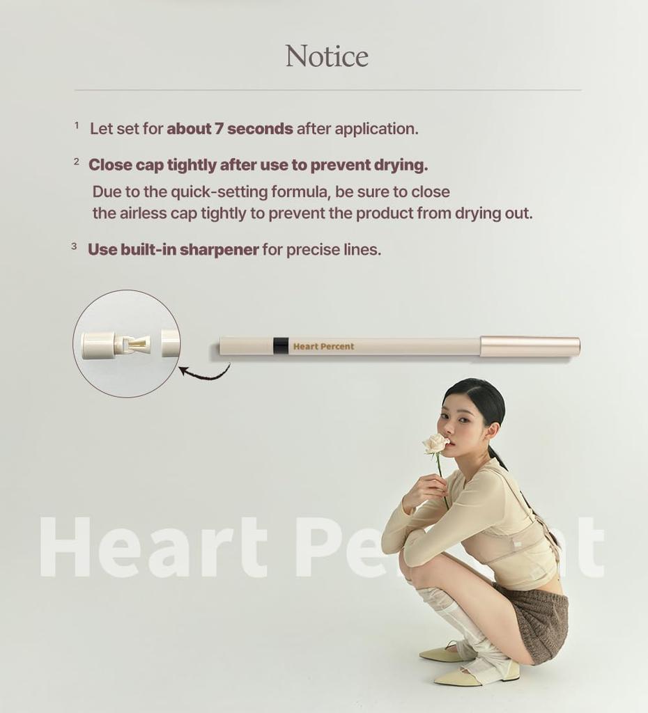 Heart Percent Dote On Mood Gel Eyeliner Pencil Waterproof Pencil High Adhesion Shadow Sharpener Korean Cosmetics Peach Blossom - Eyeliner/Tear
