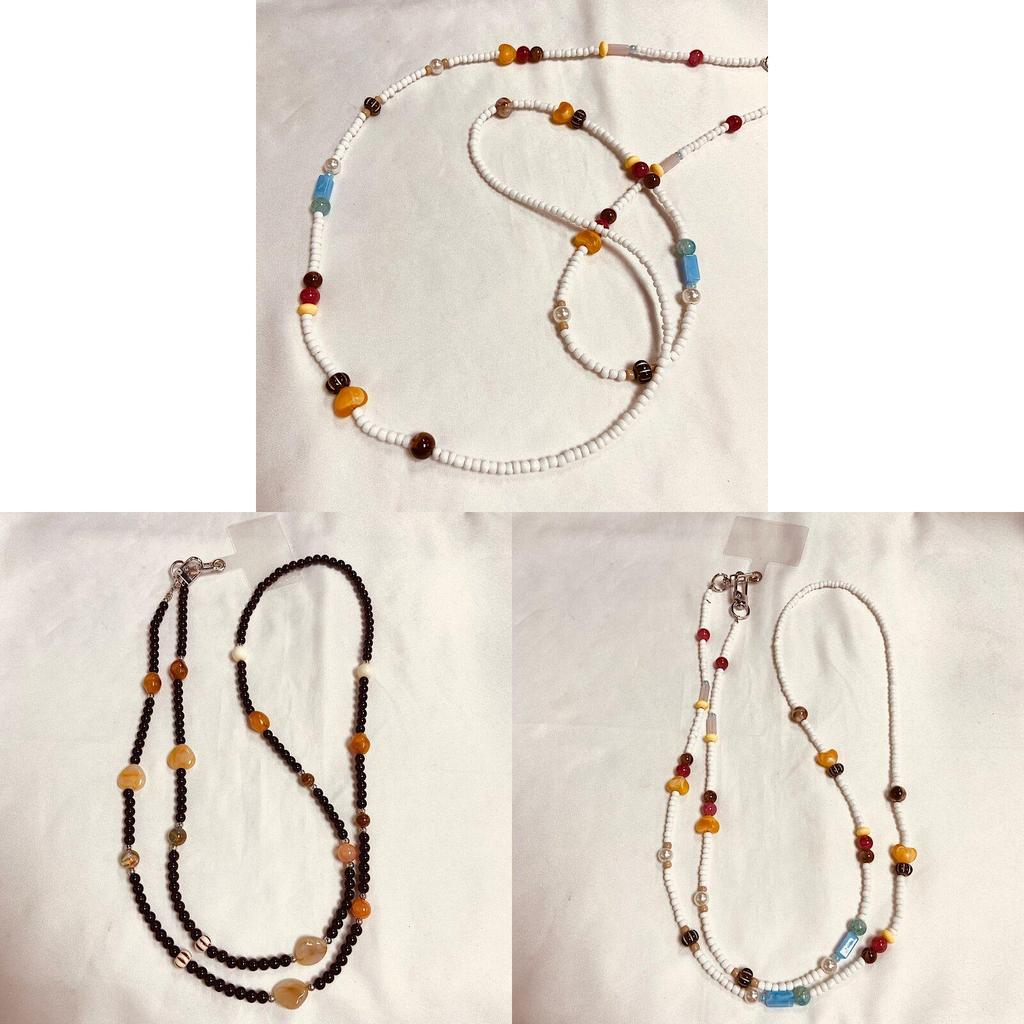 Pearl Beaded Phone Lanyard Pvc Handmade Unisex Carabiner For Smartphone And Bag Use