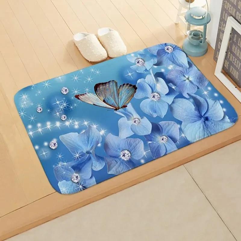 Butterfly Series Welcome Door Mat Non-slip Bath Kitchen Rugs Home Room Decoration Easy To Clean Entryways Entrance Floor Carpet