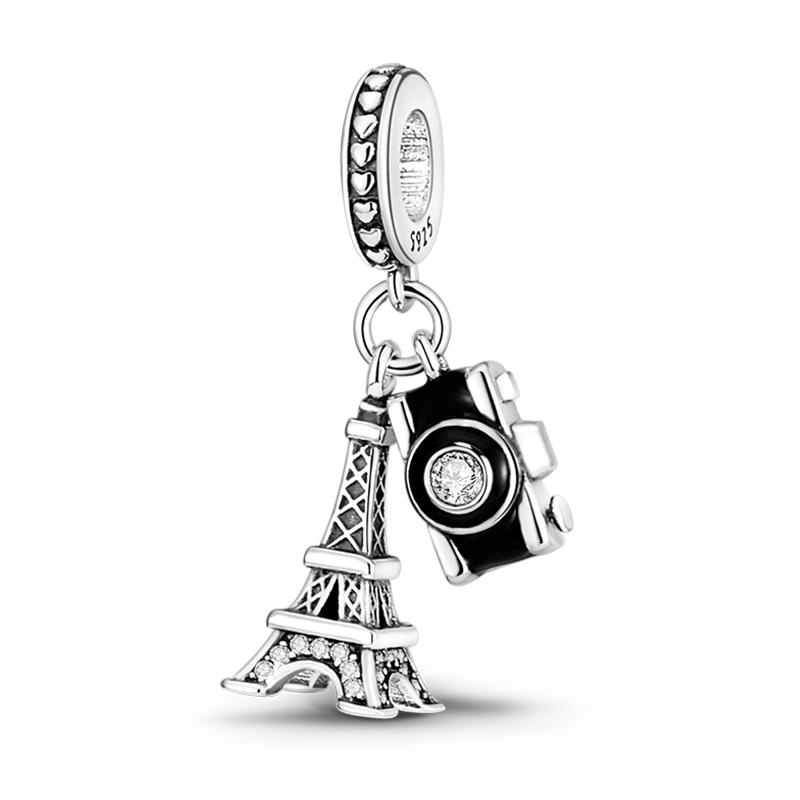 Copper Eiffel Tower Triumphal Arch Famous Architectural Charms Beads Fit Pan Original Bracelets Diy Fine Jewelry