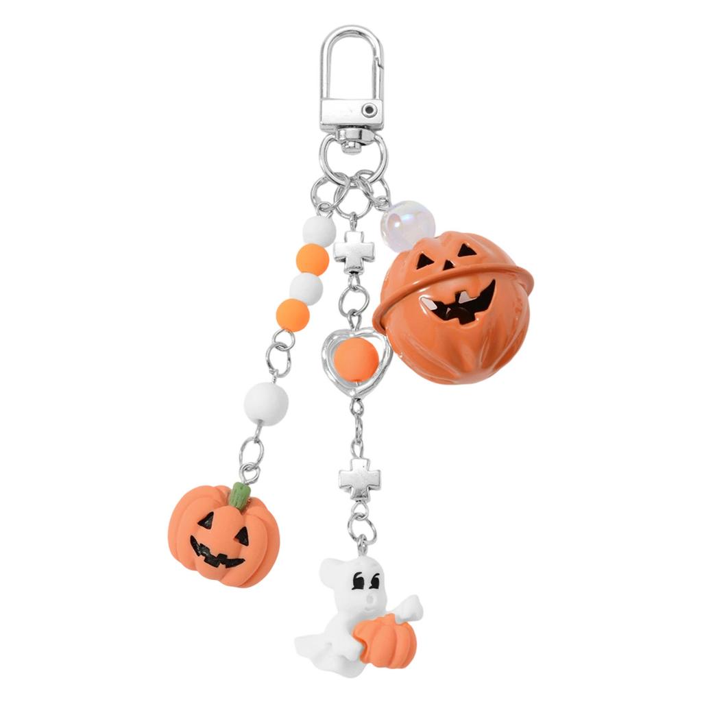 Sturdy Zinc Alloy Halloween Keychain Decorated With Skeleton Bell And Devil Ornaments For Gifts
