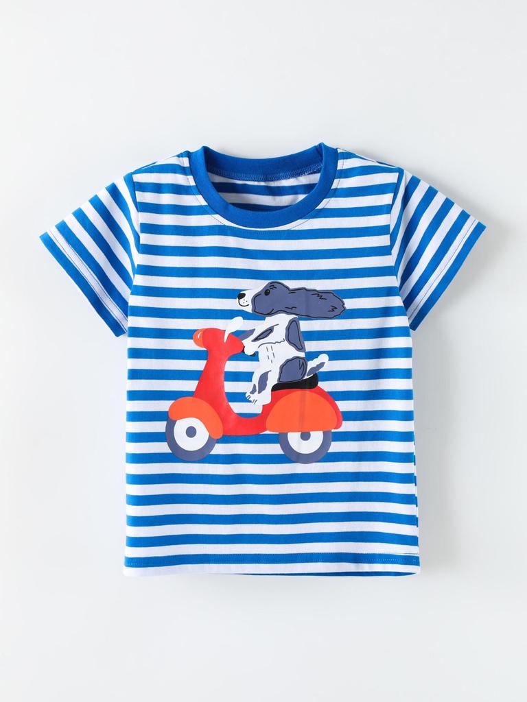 2026 Boys' Cartoon Print Round Neck Short Sleeve T-shirt – European American Style