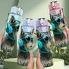 1PC Headphone Wearing Dog Print 750ml Color Plastic Sports Water Bottle Leakproof Flip Straw Lid Suitable for Sports Office Home Use