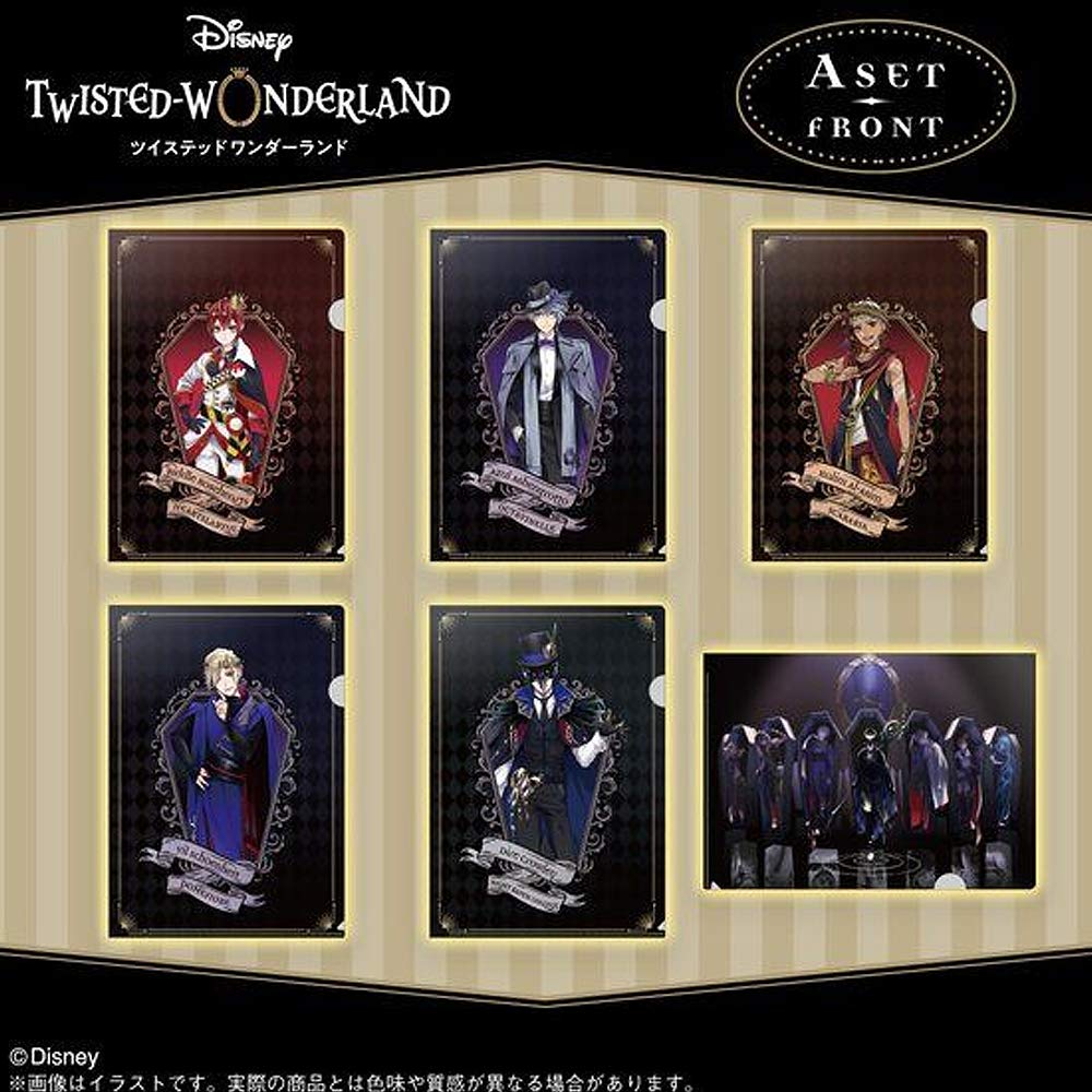 Disney Twisted Wonderland Clear File Set A Set of 6 Riddle Visual A Rosehearts/Azur Ashengrotto/Karim Al-Asim/Vil Schoenheit/Dear Crowley/Key
