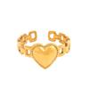 Heart-Shaped Stainless Steel Open Ring - Titanium Steel Colorfast Jewelry