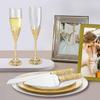 Champagne Flutes-Set of 2 Champagne glasses, Crystal Glasses&Metal Base, Toasting Flute Pair, Wedding Anniversary, Party,Birthday,Banquets,Gifts for