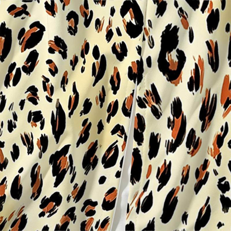 Women's Leopard Print Boho Split Beach Maxi Skirt, Lightweight Fabric for Beach Vacation