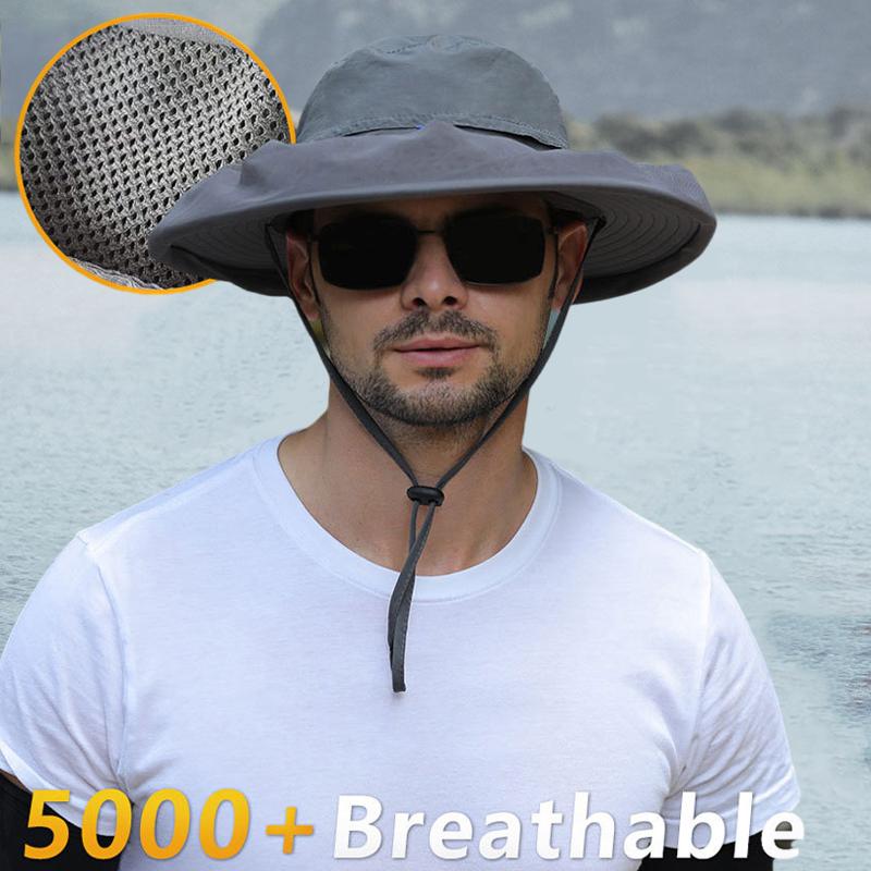 Men's Bucket Hat with Net Mesh For Solid Breathable Fishing Hat Outdoor Sports Fishing Gardening