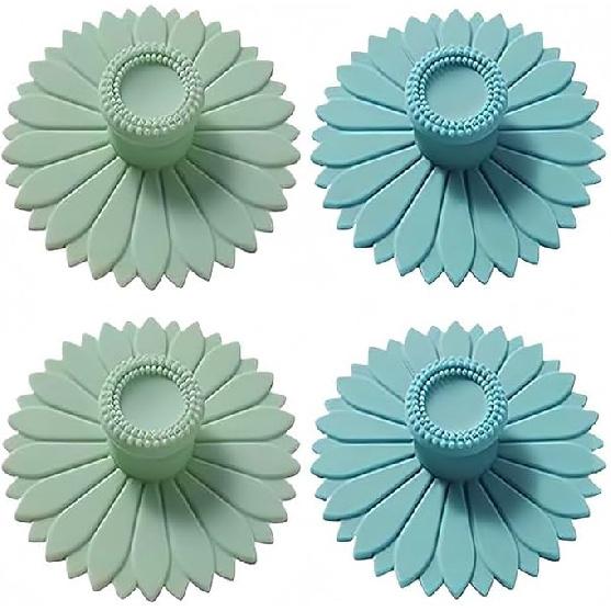 Sunflower Silicone Coffee Cup Lids (Set of 4) – Multicolored Silicone Cup Covers for Drinks, Flexible and Spill-Proof Cup Covers for Mugs, Tea