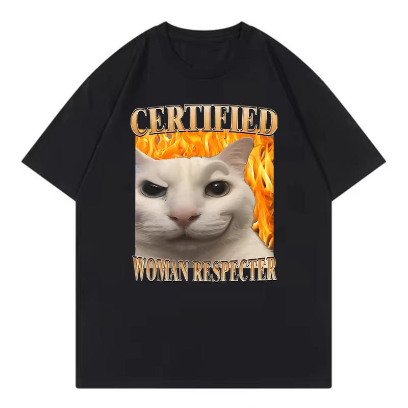 

Angry Cat Meme T Shirts Men Women Cat T-shirt Round Neck Short Sleeve Trendy Tee Shirt Streetwear - Men s Summer Cotton Graph... S