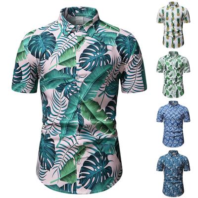 Mens Fashion Ethnic Short Sleeve Casual Printing Hawaiian Shirt Blouse T-shirt