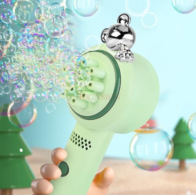 Fan Blowing Bubble Machine Children'S Toys Handheld Electric Portable 2-In-1 Cooling