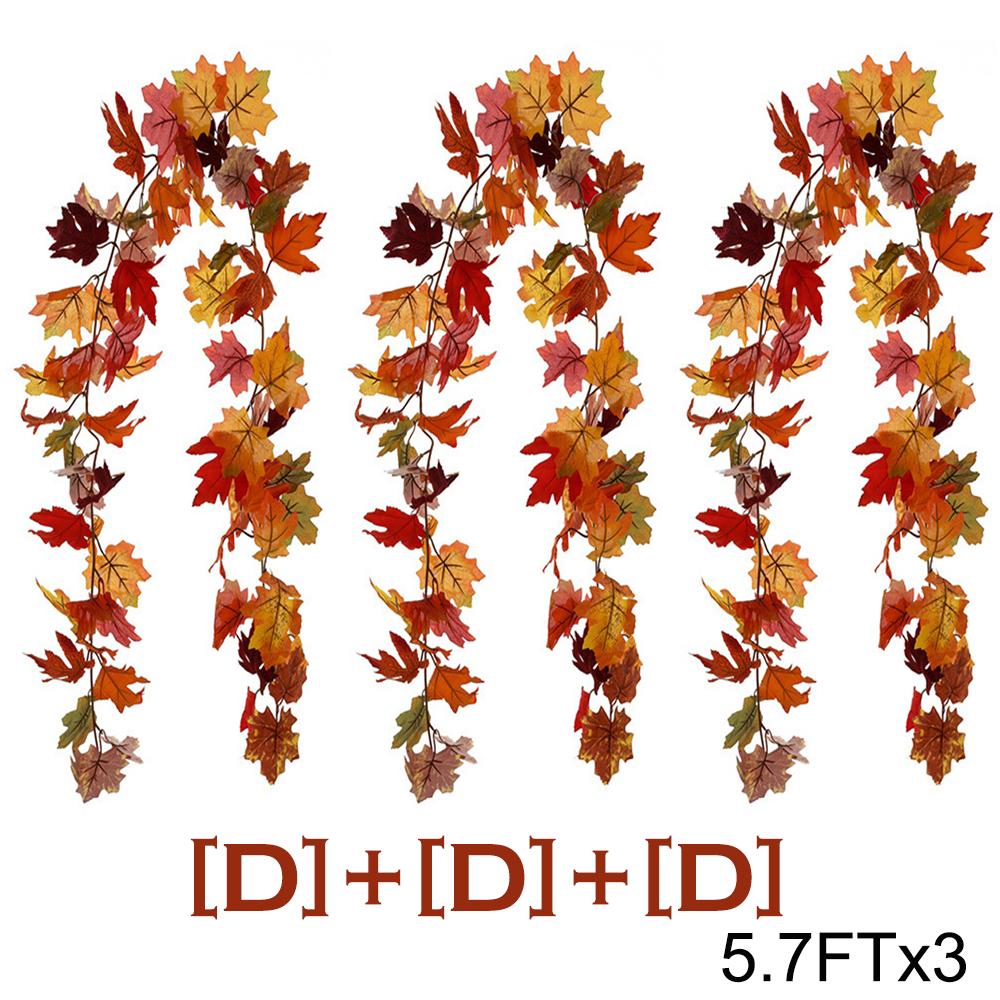 2/3pcs Artificial Maple Leaf Fall Garland Autumn Leaves Hanging Vines Thanksgiving Halloween Wedding Home Decorations 5.7Ft Each