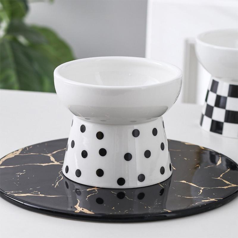 Ceramic High Foot Pet Bowl Cat Food Bowl Protects Cervical Vertebrae Pet Supplies