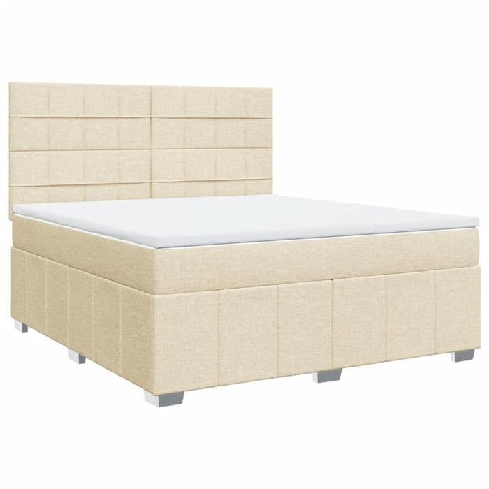 VidaXL Slat Bed Base with Mattress Cream 180x200 Cm Fabric, Bed, Platform Bed, Panel Bed, Furniture of 3291752