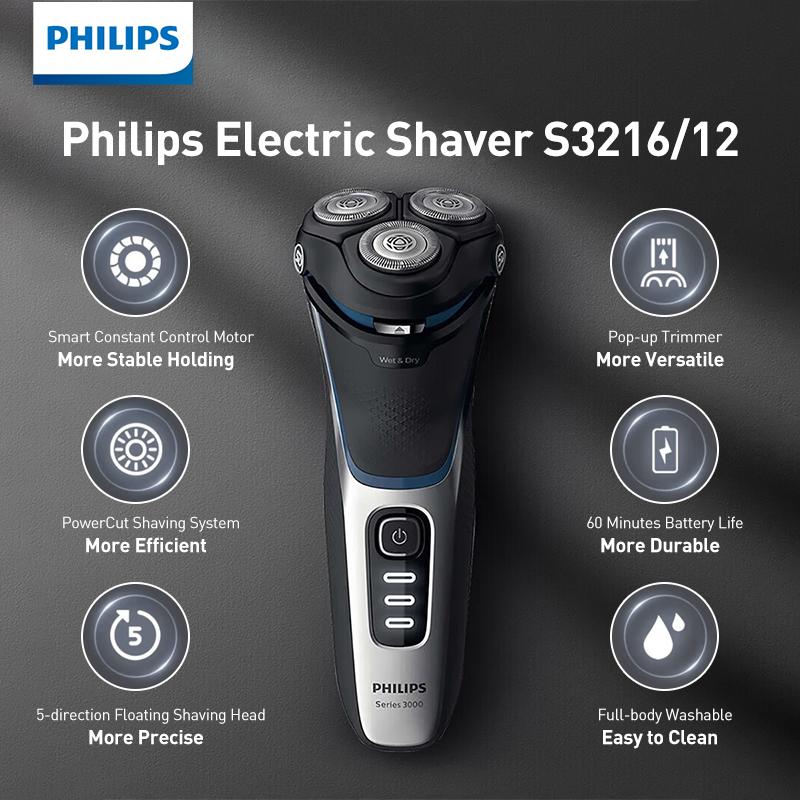 Philips Rasierer S3216/12 Elektrischer Rasierer Dynamischer Motor passt die Leistung automatisch an, um Ziepen zu reduzieren für eine komfortablere Rasur