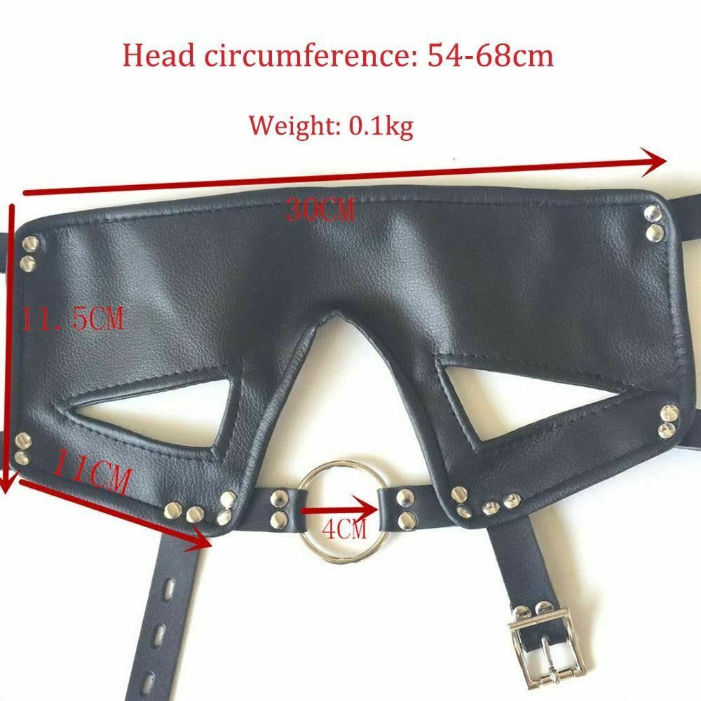 Black Head Harness Restraints Blindfold Open Mouth Ring Gag   Gags