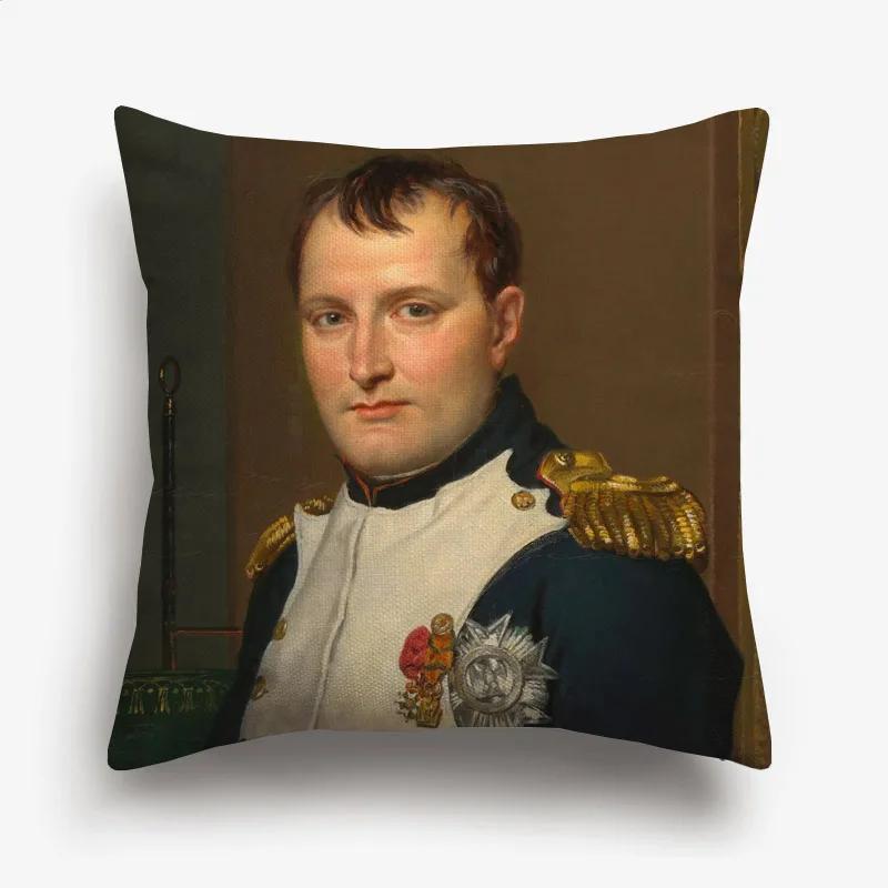 The Emperor Napoleon Cushion Covers European Neoclassicism Retro Vintage Portrait Oil Painting Decorative Pillows For Sofa