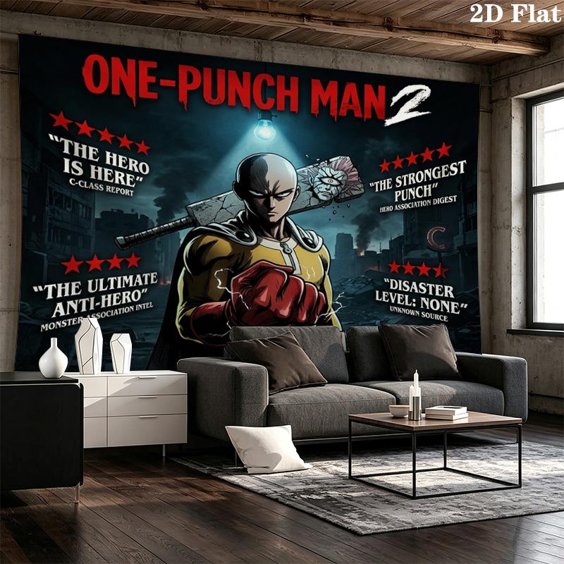 Onepunch Man Wall Tapestry Aesthetic Wall Hanging Printed Fabric Blanket Decorative Tapestries For Bedroom Living Room Home Decor
