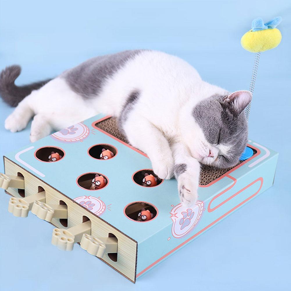 Whack-a-Mole Cat Scratching Board Toy Cat Toy Grinding Claw Rest Play Funny Cat Interactive Multifunctional Cat Supplies
