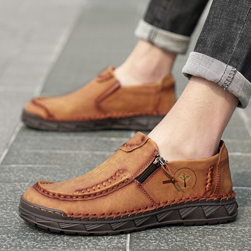 Fashion New Fashion Men Casual Shoes Handmade Leather Loafers Comfortable Men's Shoes Quality Split Leather Flat Driving Shoes Size 48