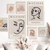 Abstract Matisse Wall Art Canvas Painting Nordic Woman Lines Coral Leaf Posters and Prints Wall Pictures for Living Room Decor