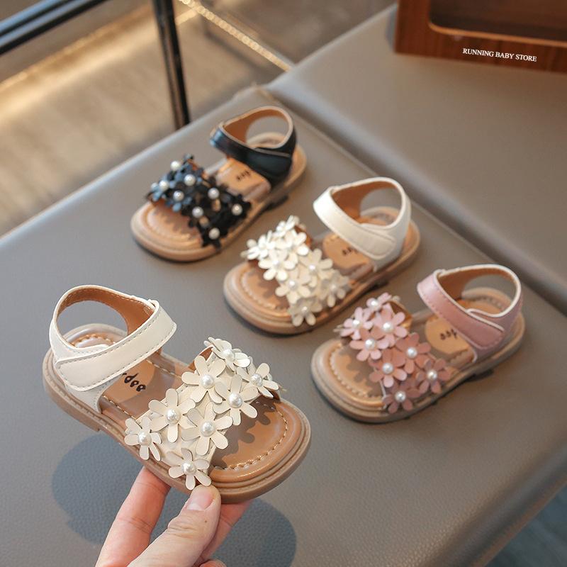 Girls Sandals Flower Sweet Soft Children's Beach Shoes Kids Cute Summer Floral Sandals Princess Fashion