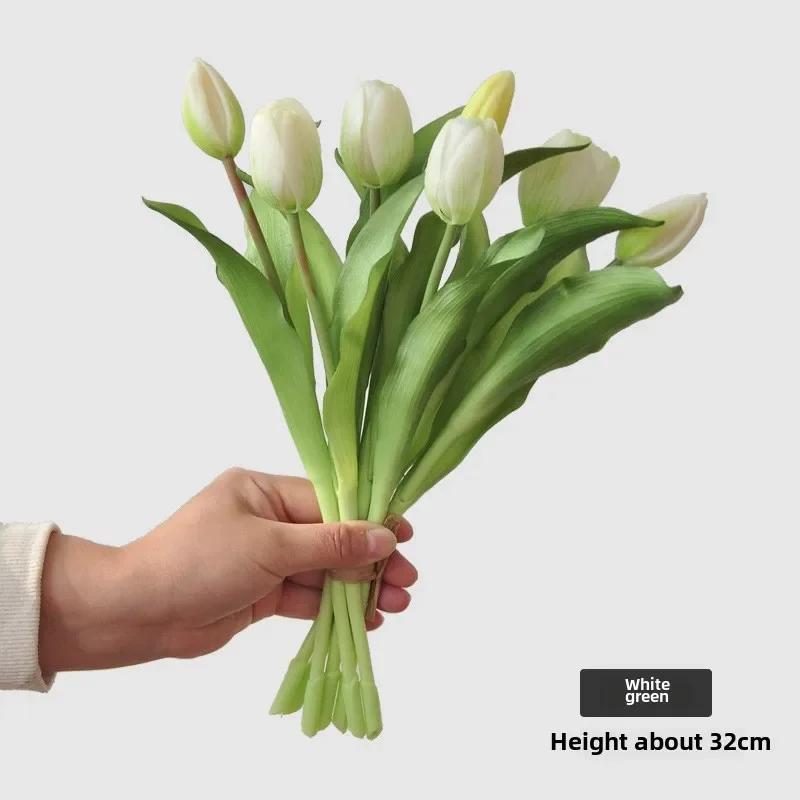 7pcs/Bouquet New Silicone Tulip Artificial Flower 40cm Real Touch Fake Plant B For Wedding Decoration Home Garen Acceeeories